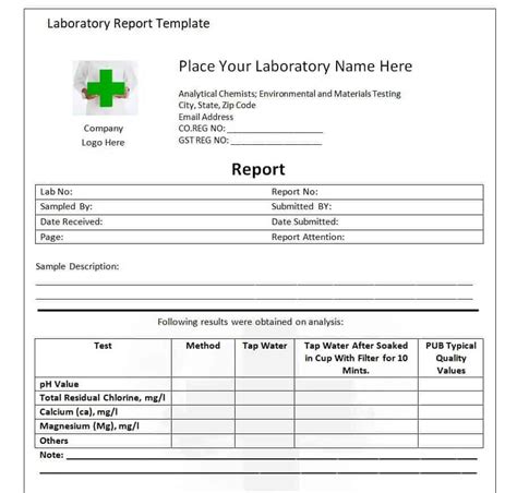 laboratory analysis sheet|laboratory report format.